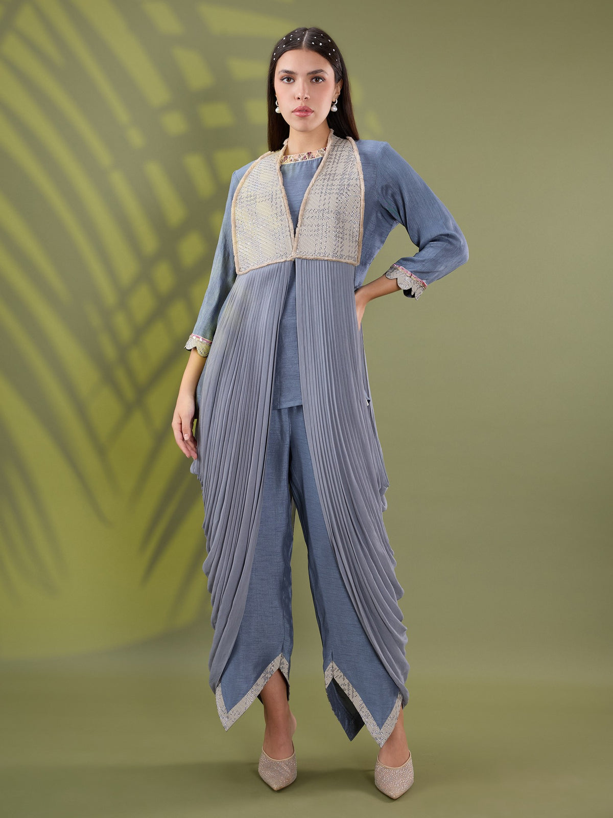 Nea silver drape kurta set