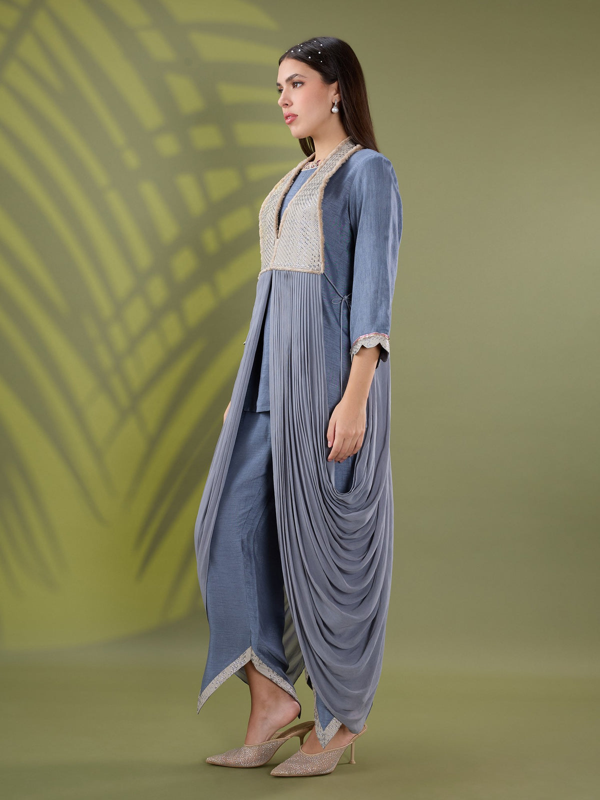 Nea silver drape kurta set