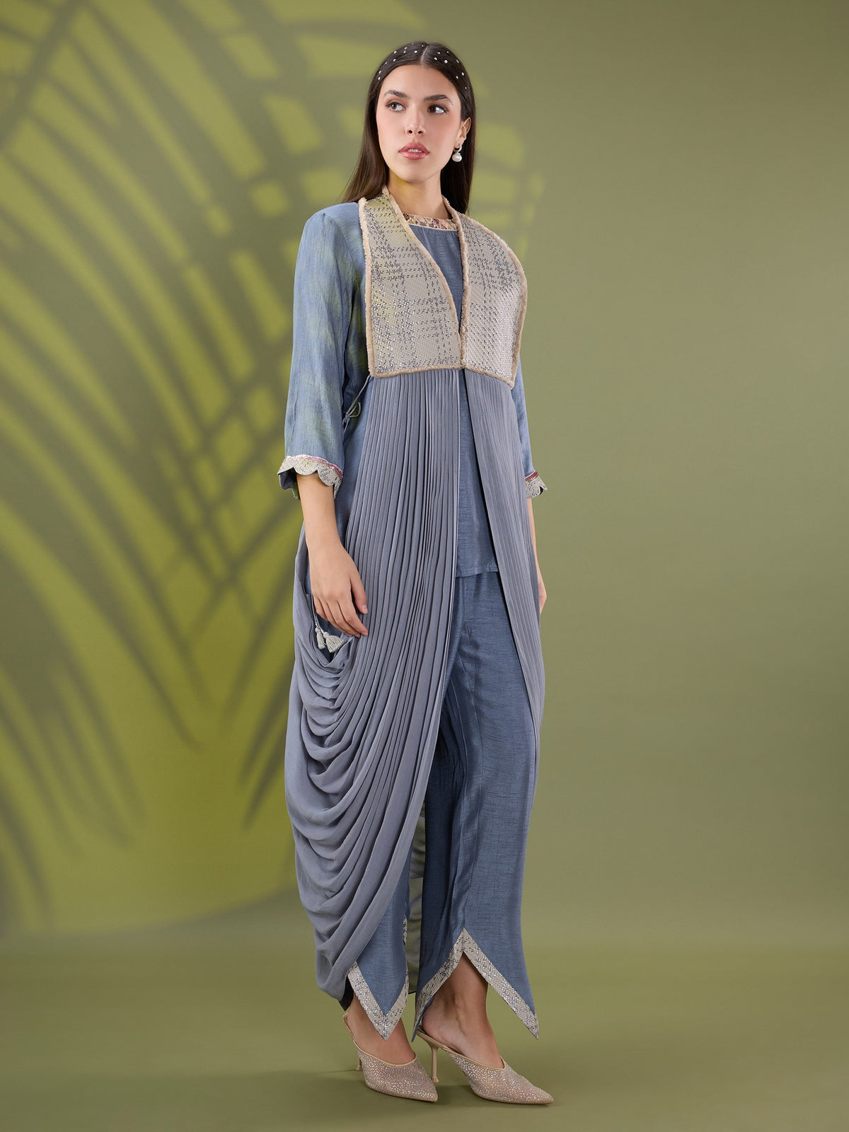 Nea silver drape kurta set