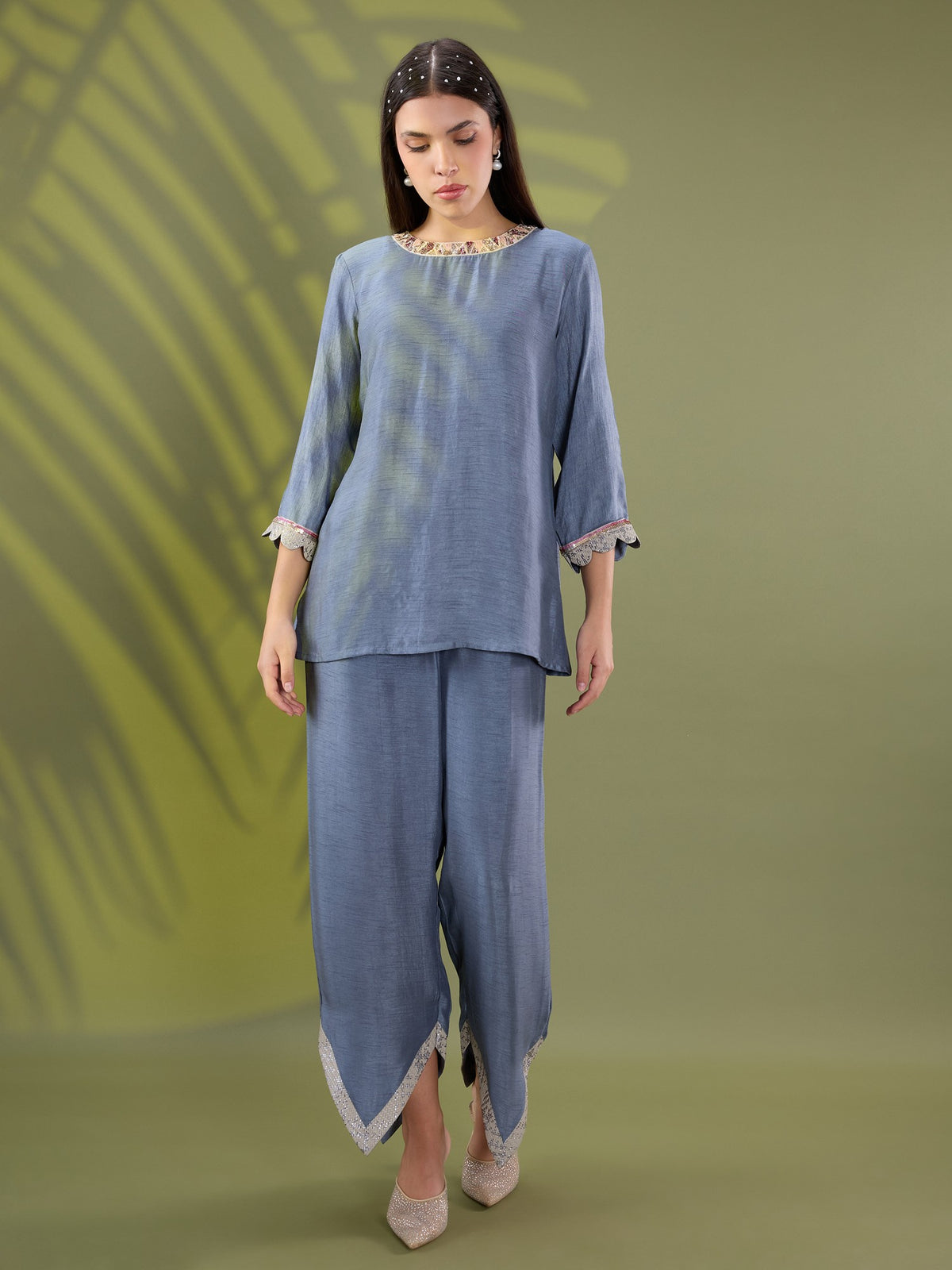 Nea silver drape kurta set
