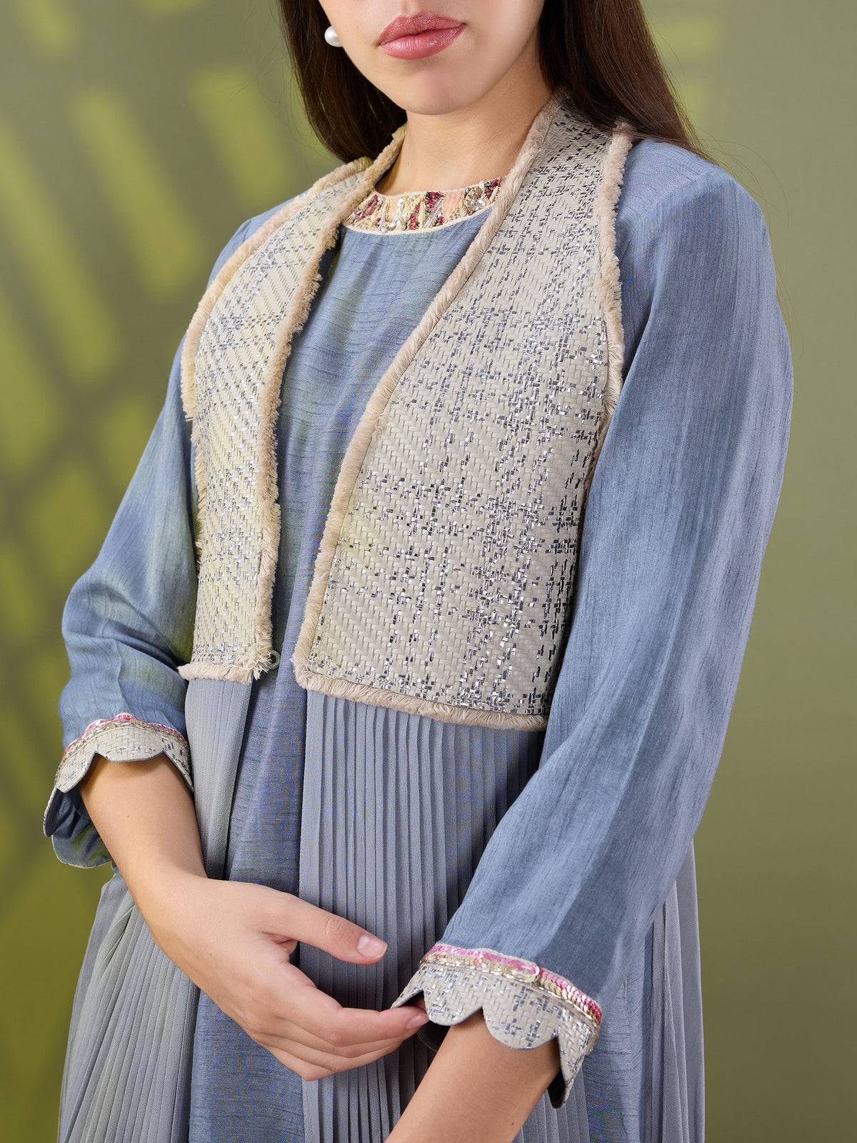 Nea silver drape kurta set