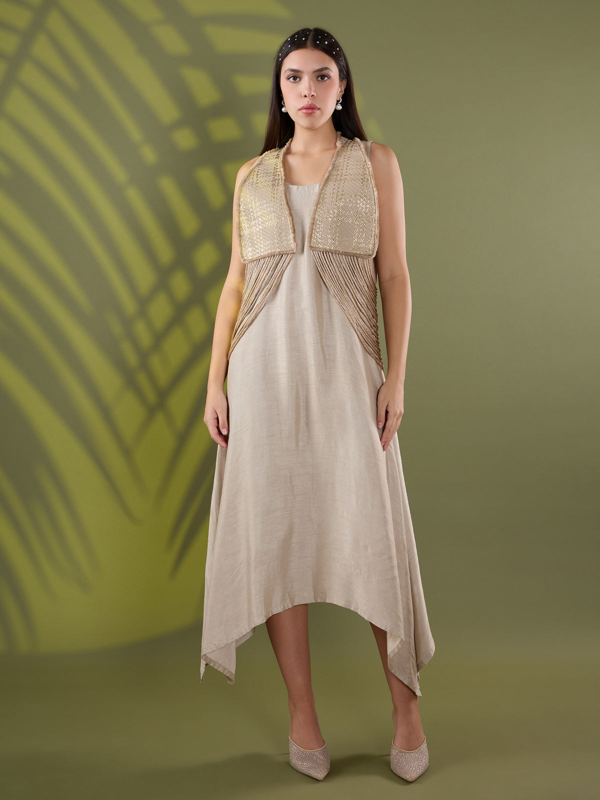 Nea leather dress set beige