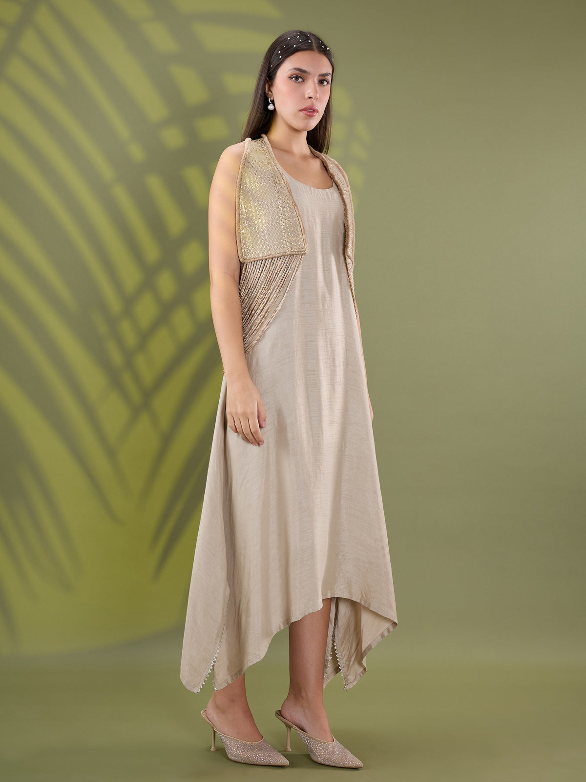 Nea leather dress set beige