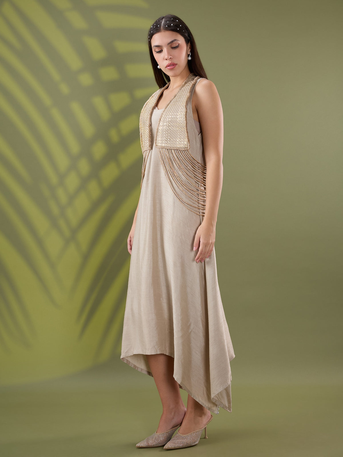 Nea leather dress set beige