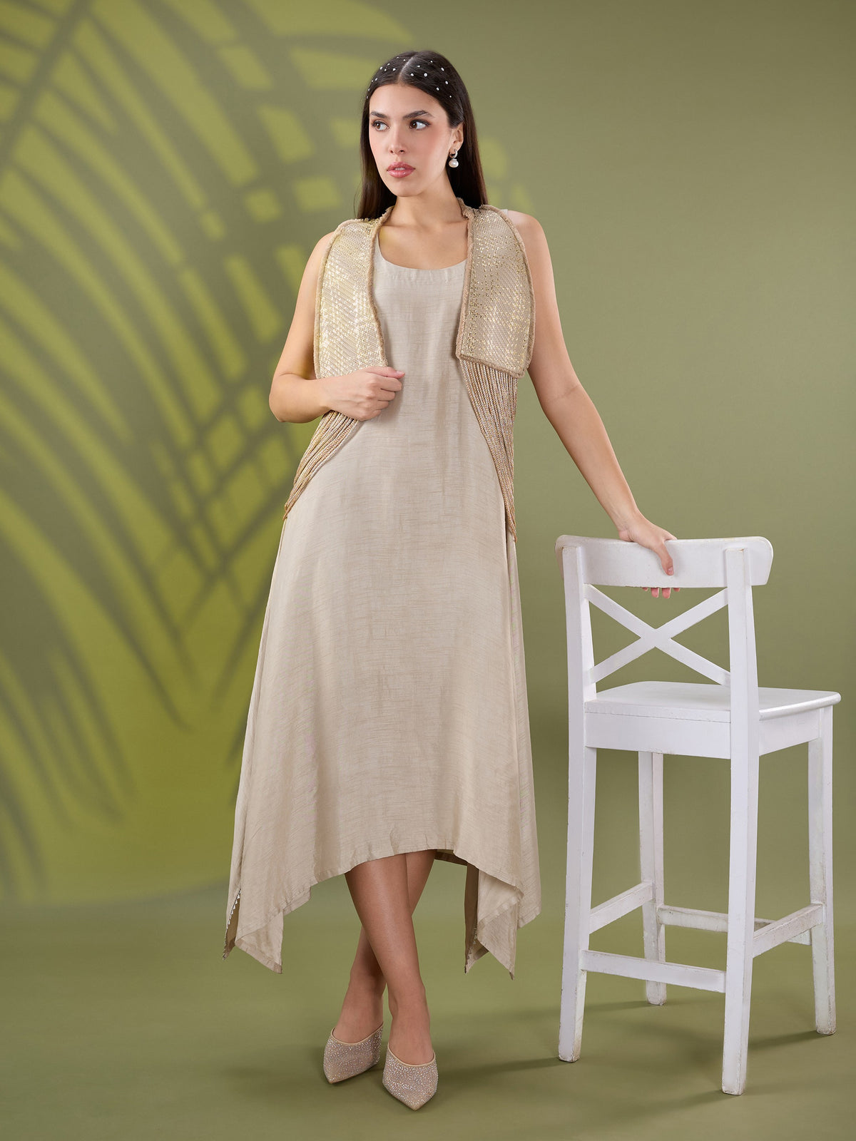 Nea leather dress set beige