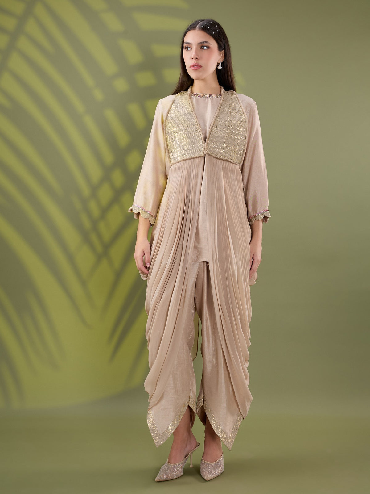 Nea gold drape kurta set