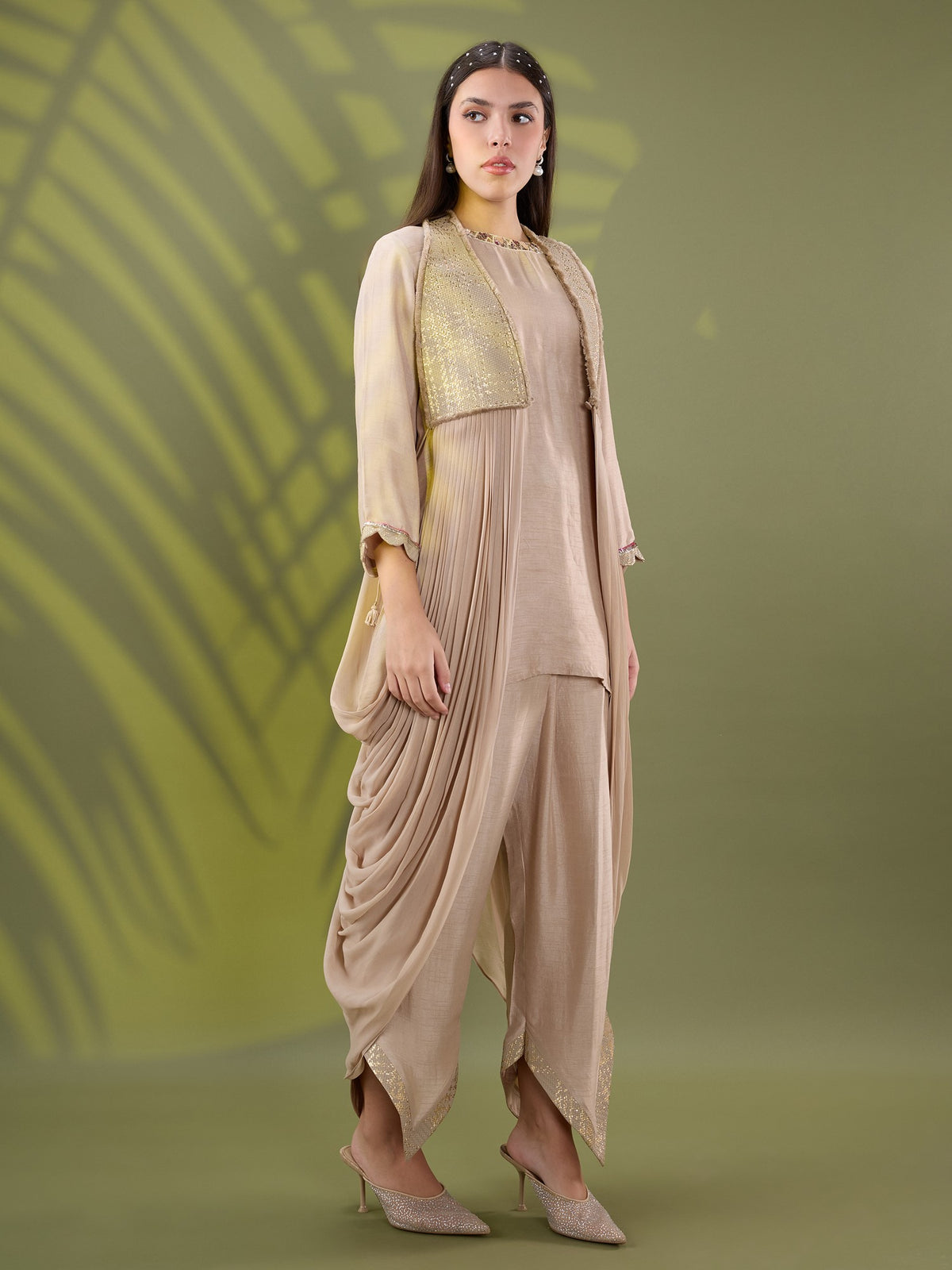 Nea gold drape kurta set