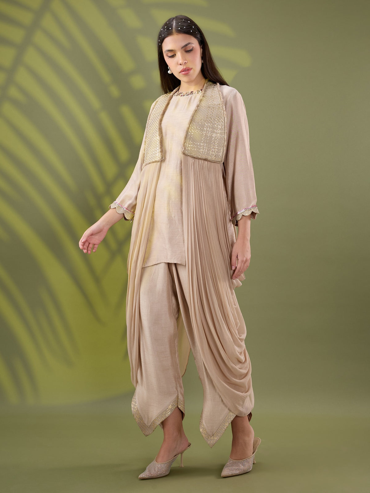 Nea gold drape kurta set