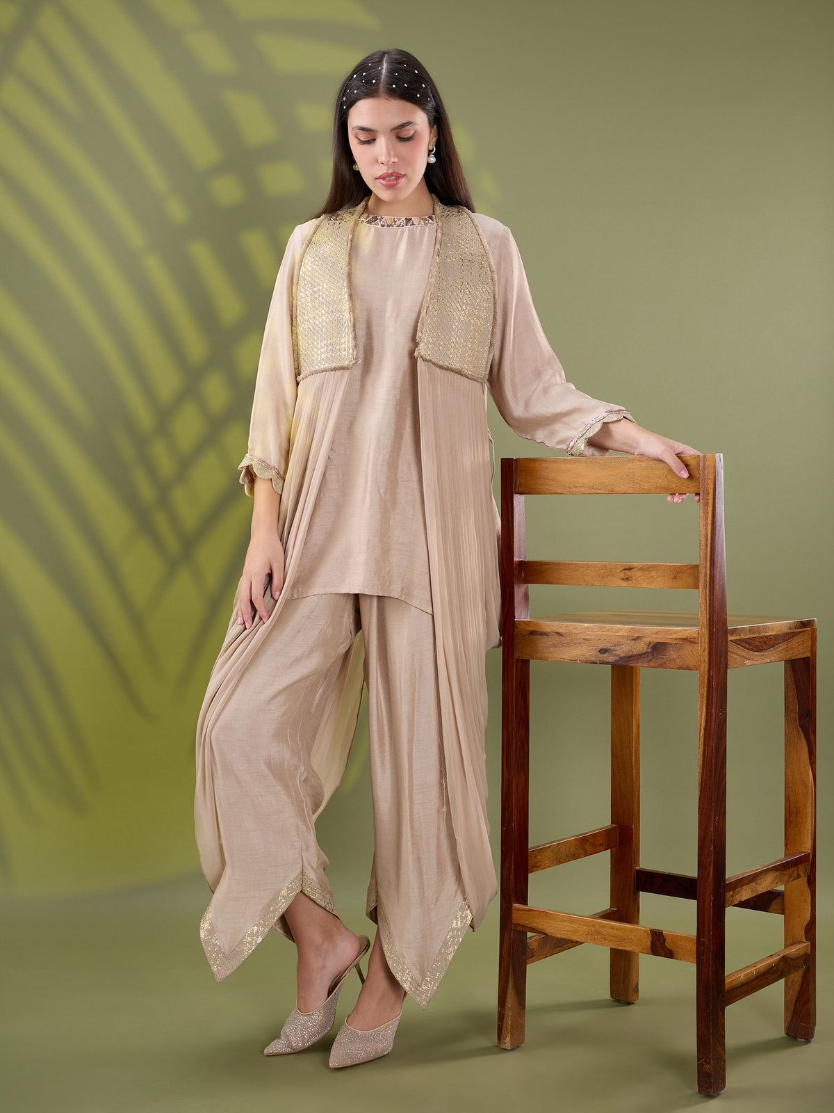 Nea gold drape kurta set