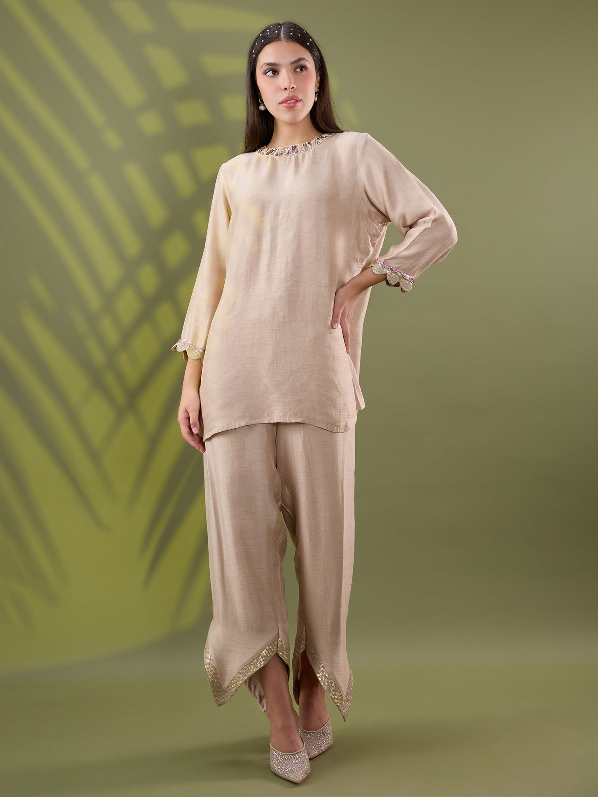 Nea gold drape kurta set