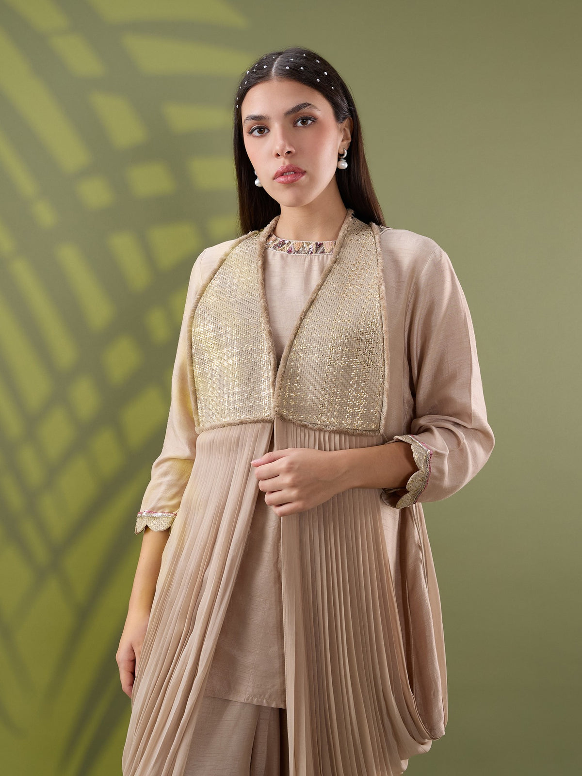 Nea gold drape kurta set