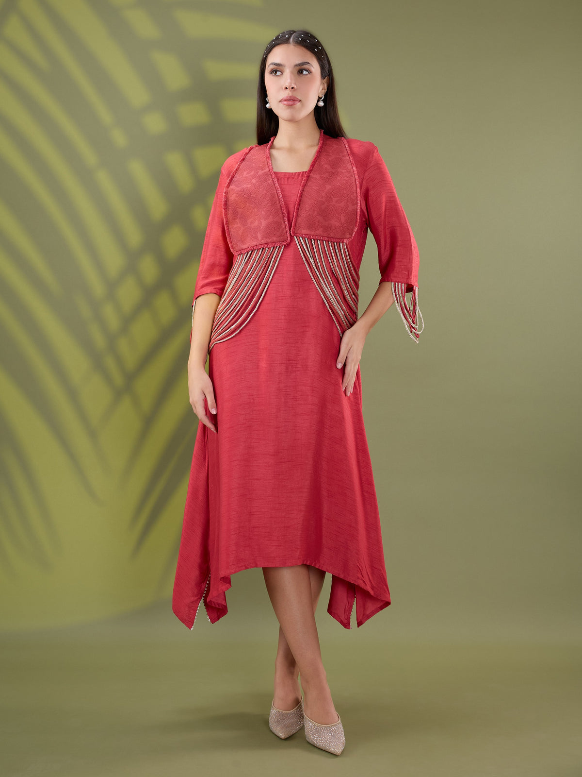 Nea leather dress set Red