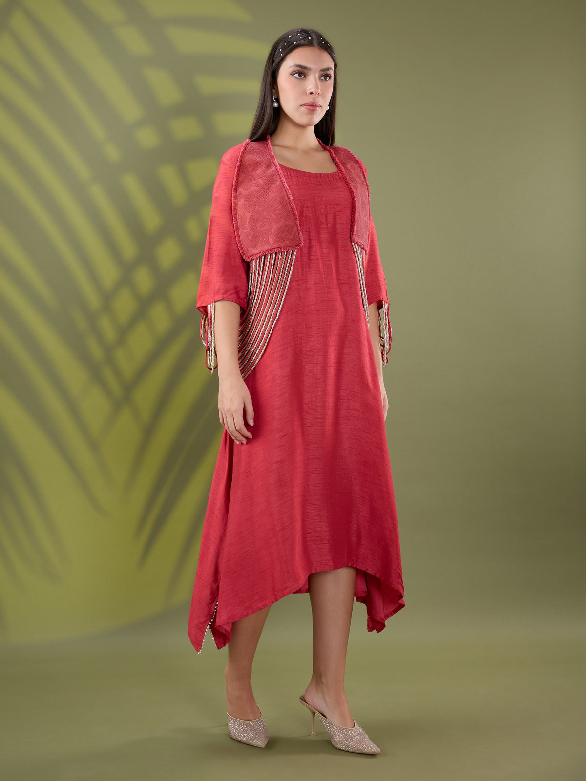 Nea leather dress set Red
