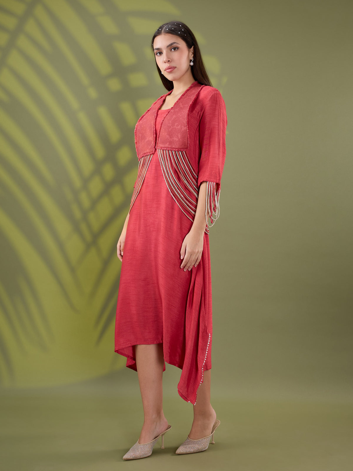 Nea leather dress set Red