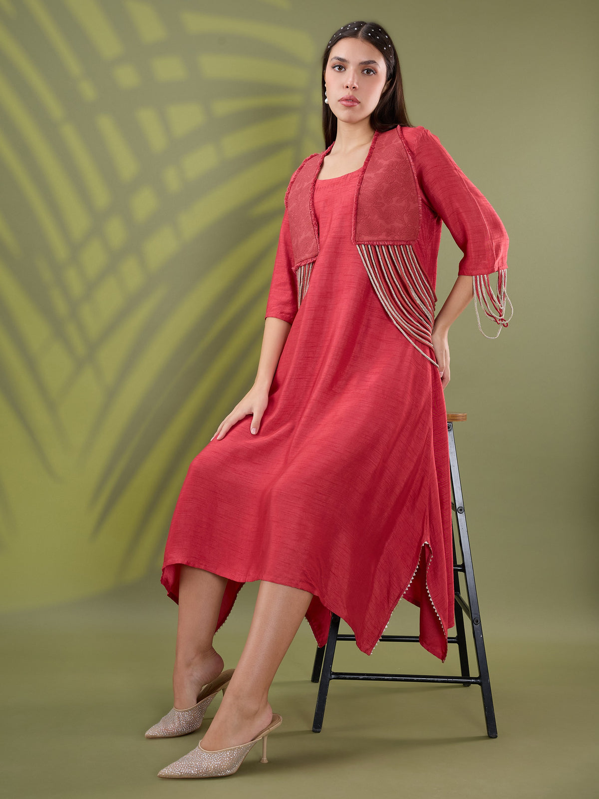 Nea leather dress set Red