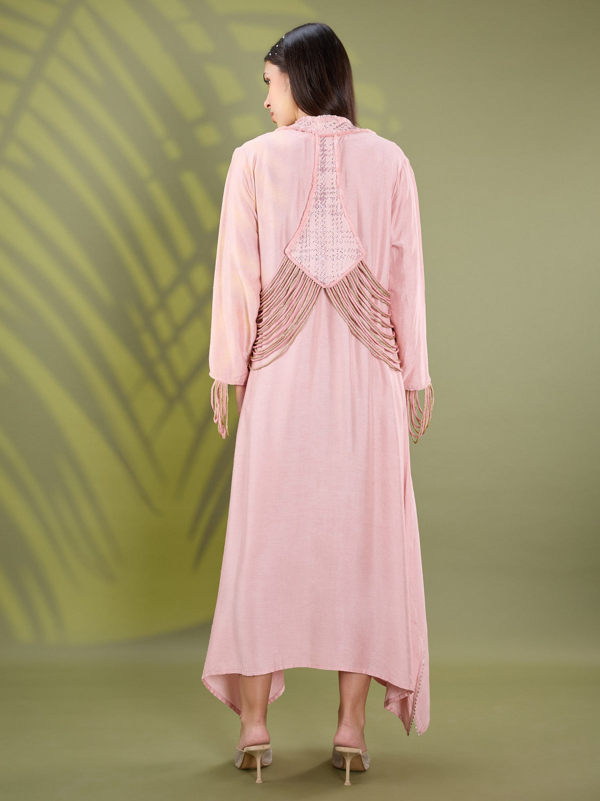 Nea pink fringe dress set