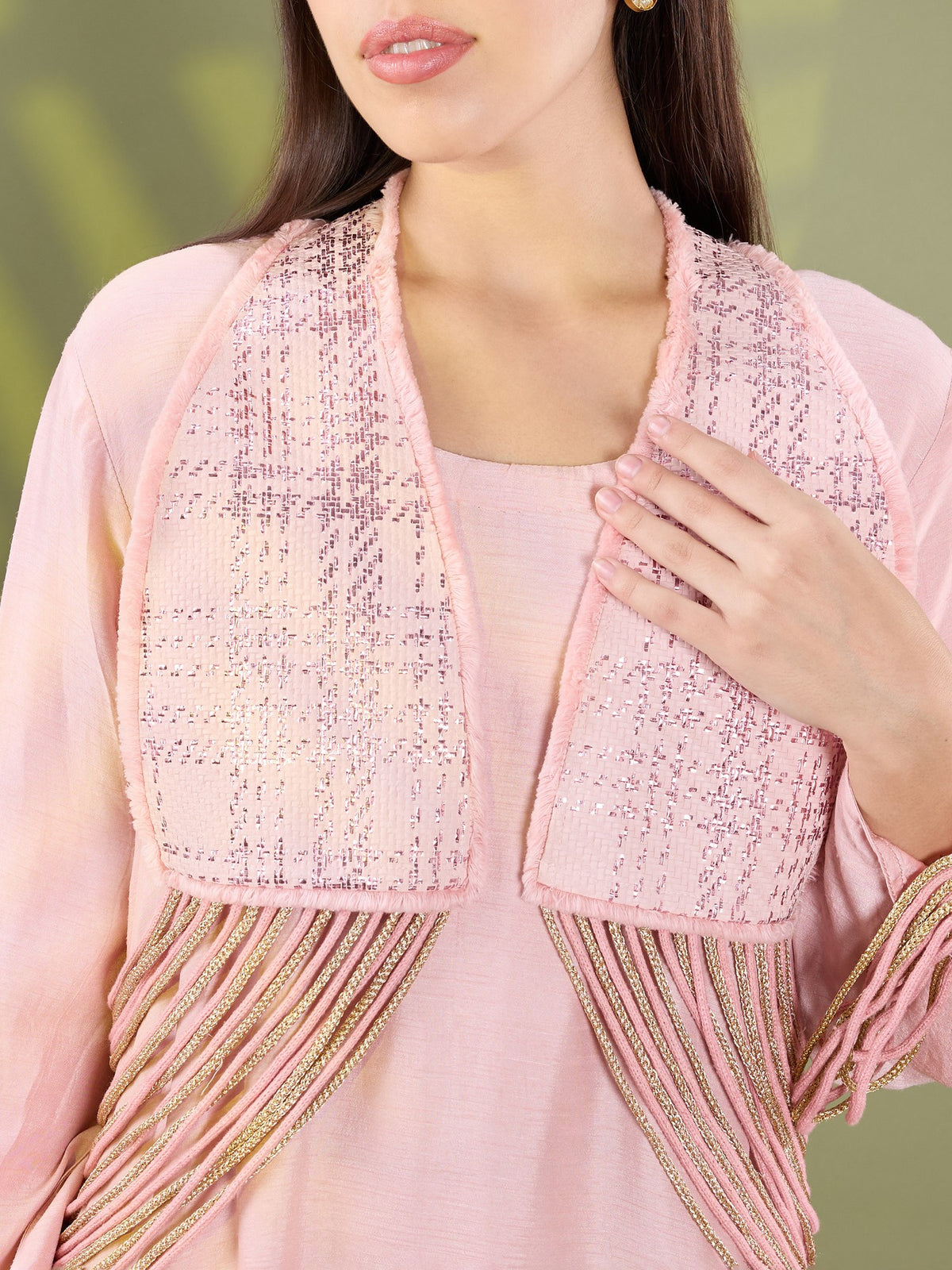 Nea pink fringe dress set