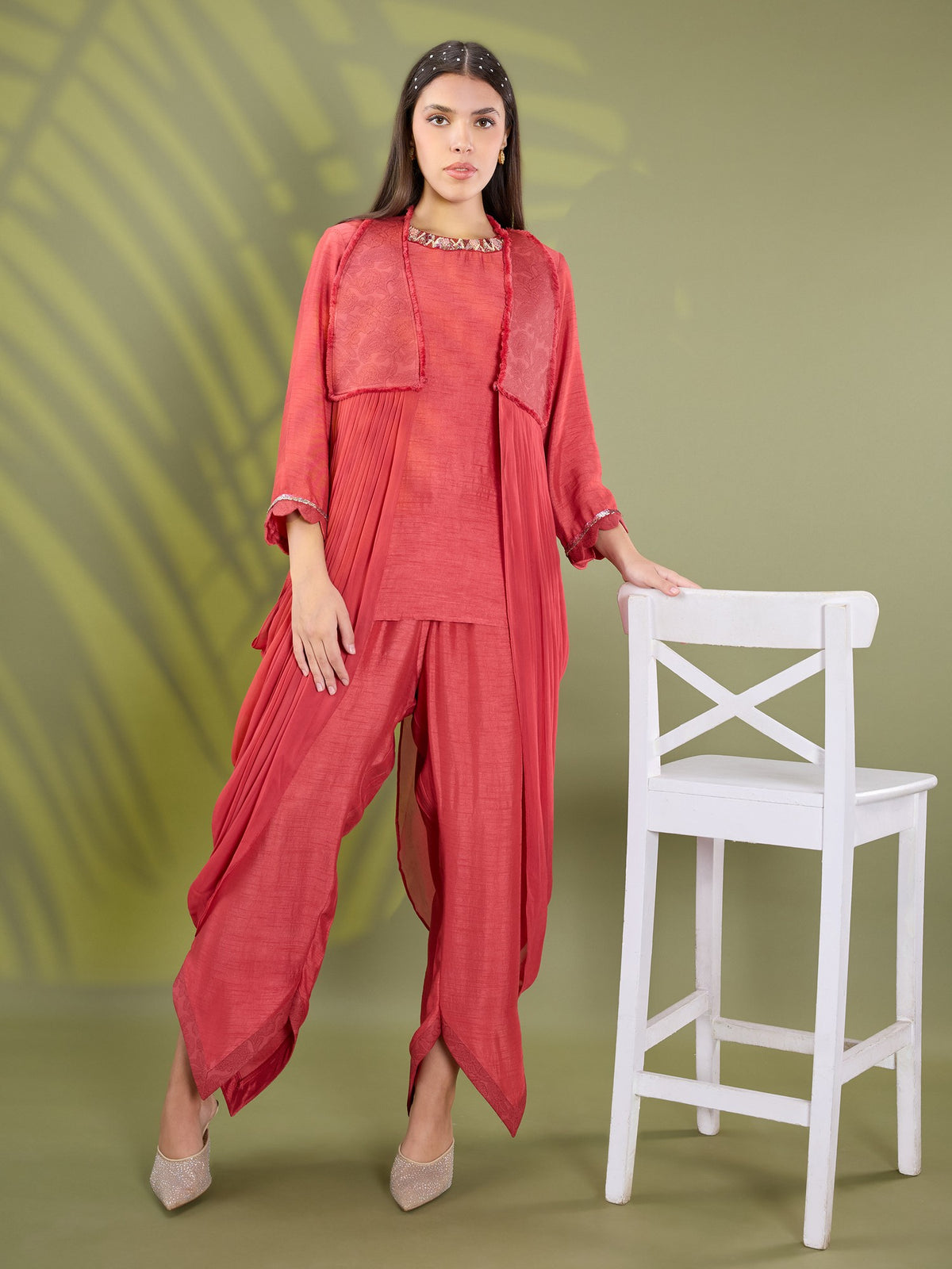 Nea leather jacket kurta set