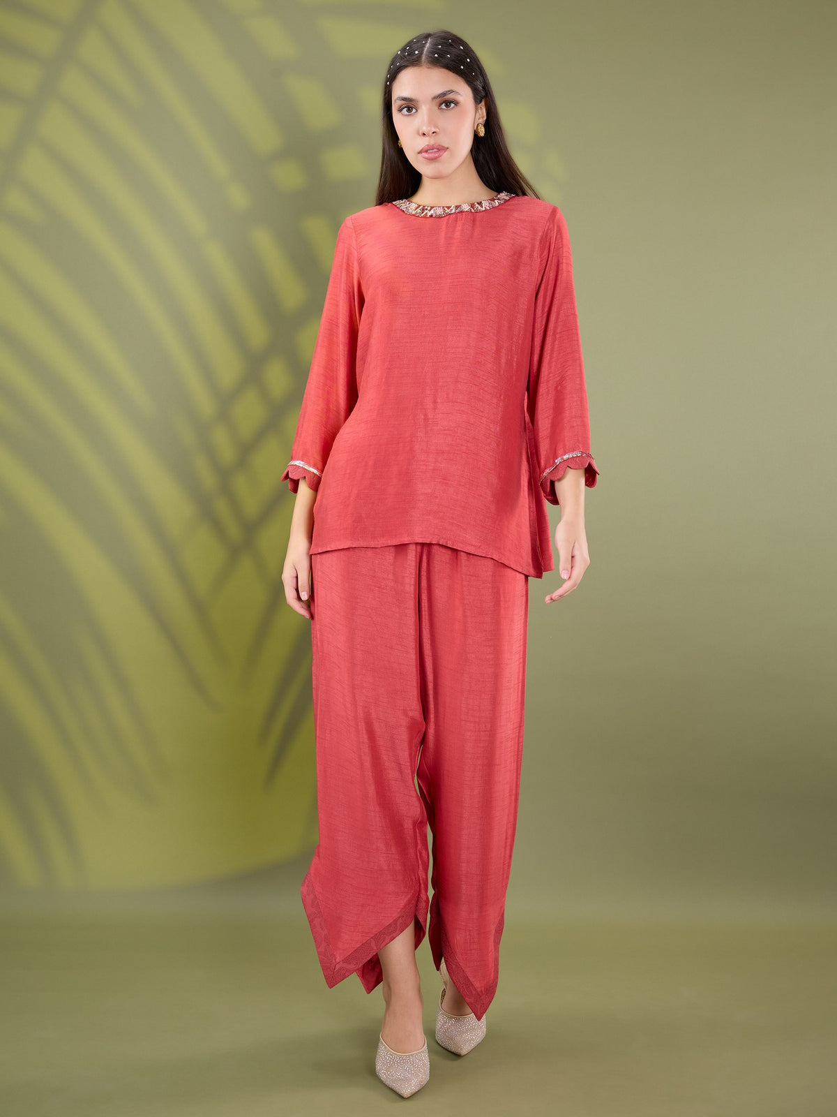 Nea leather jacket kurta set