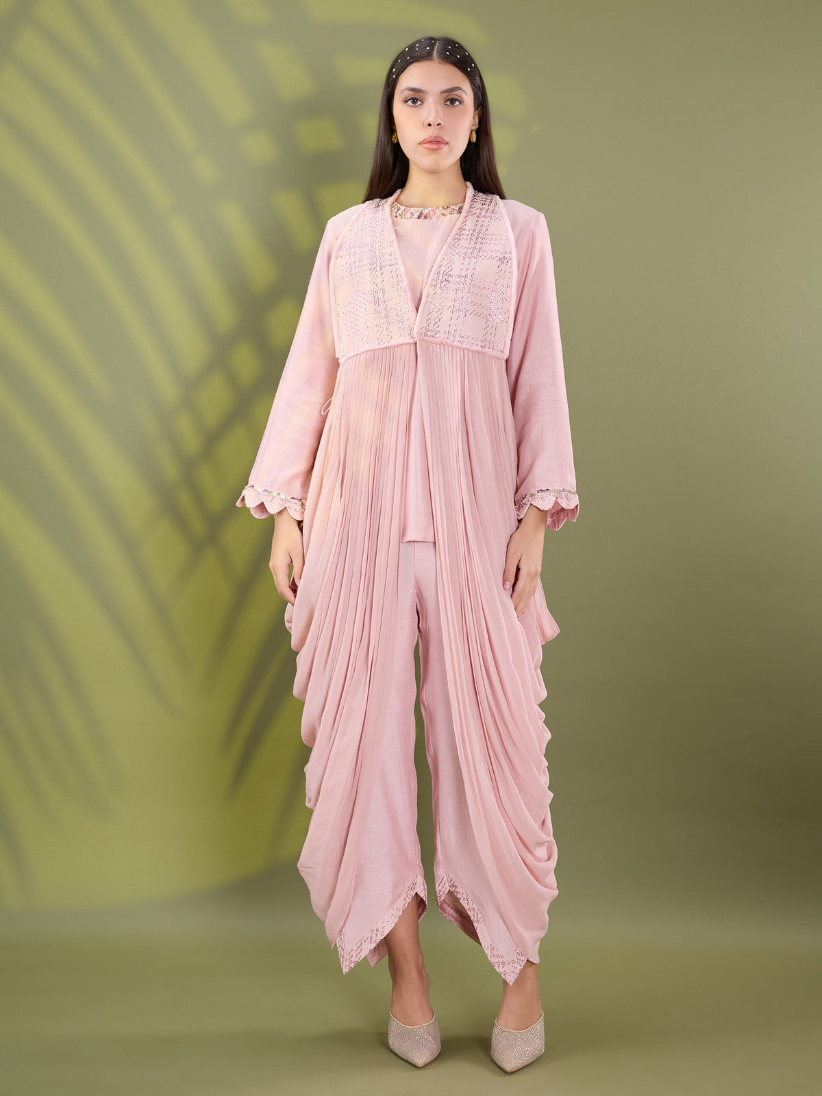 Nea pink drape drape kurta set
