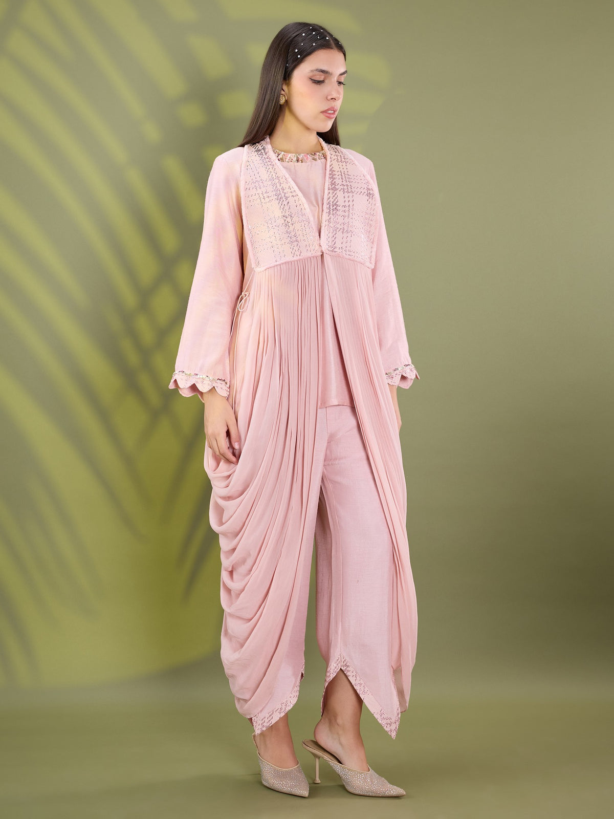 Nea pink drape drape kurta set