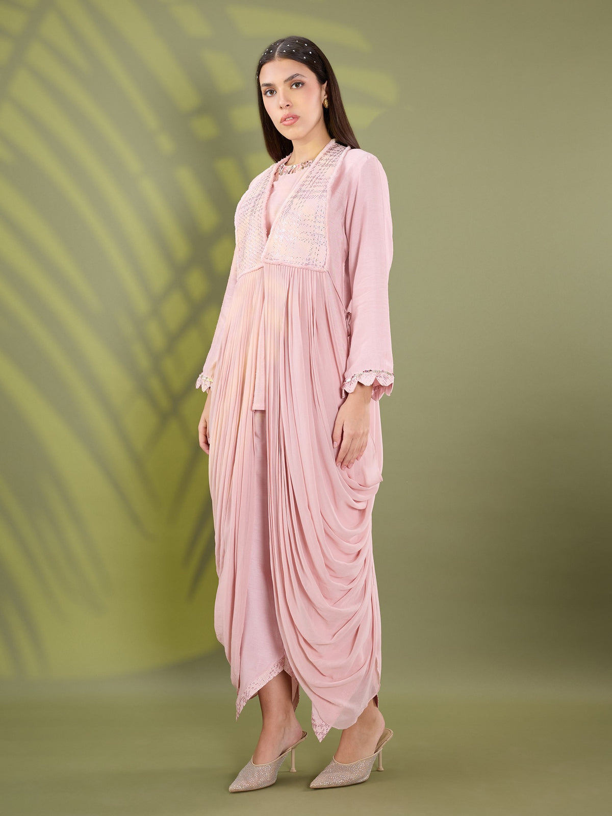 Nea pink drape drape kurta set