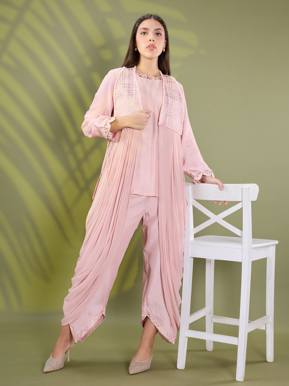 Nea pink drape drape kurta set