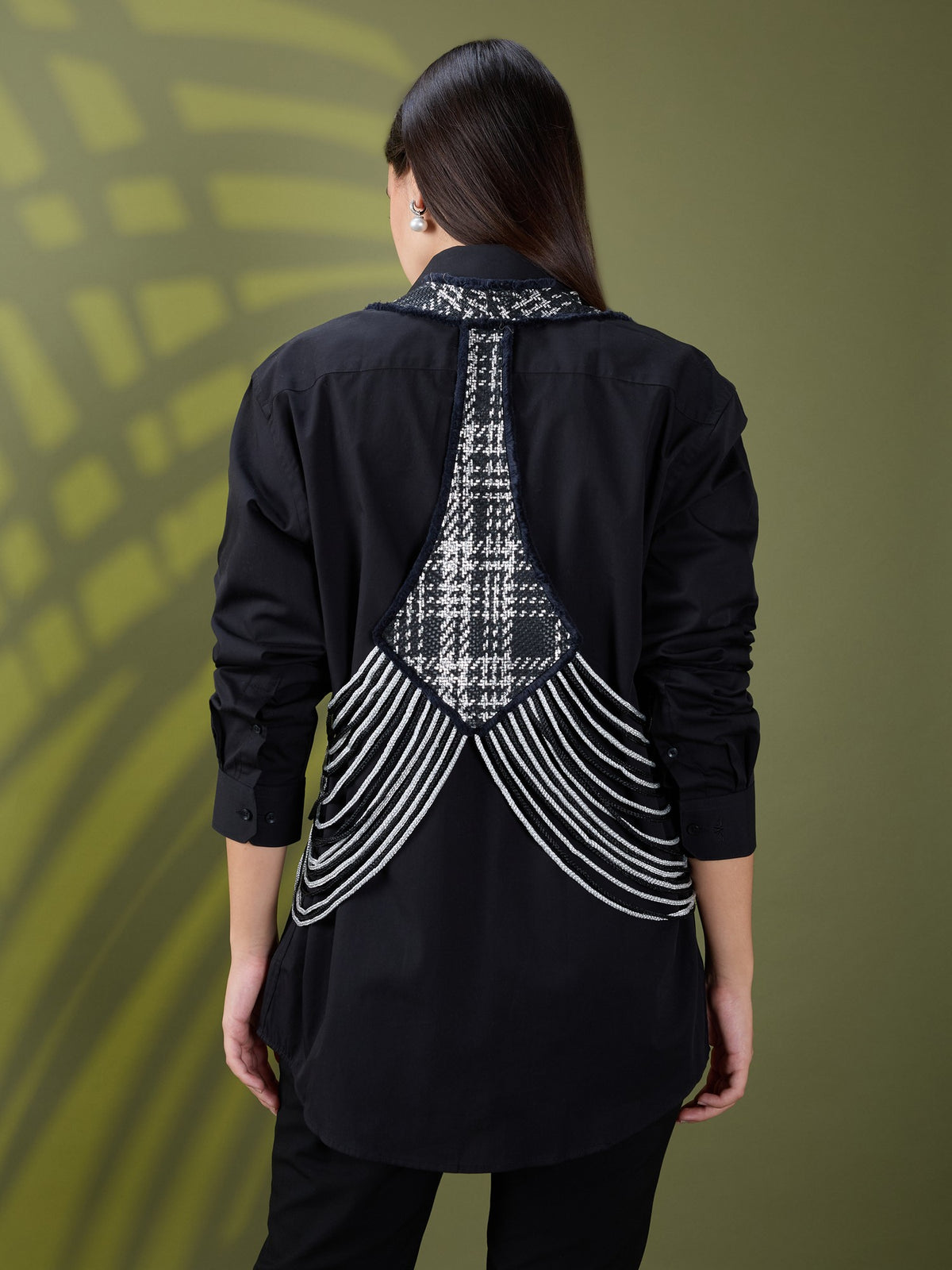 Nea leather fringe jacket only Black