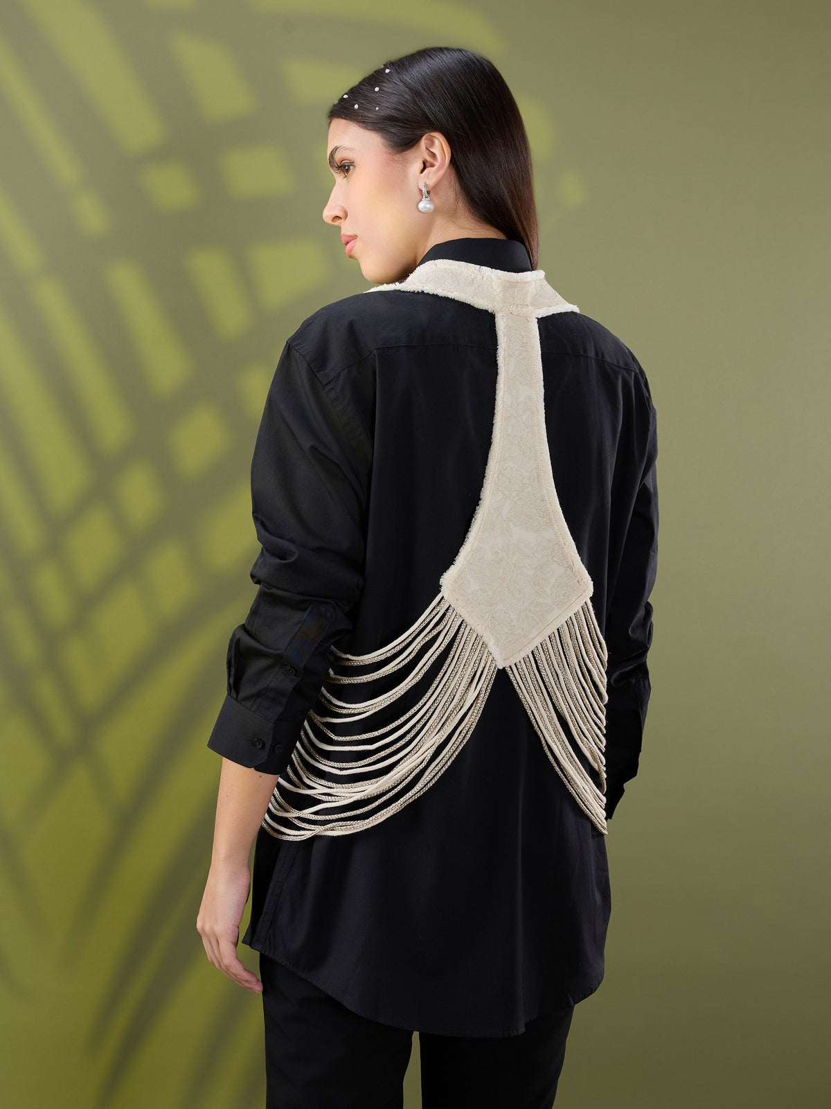 Nea leather fringe jacket only White