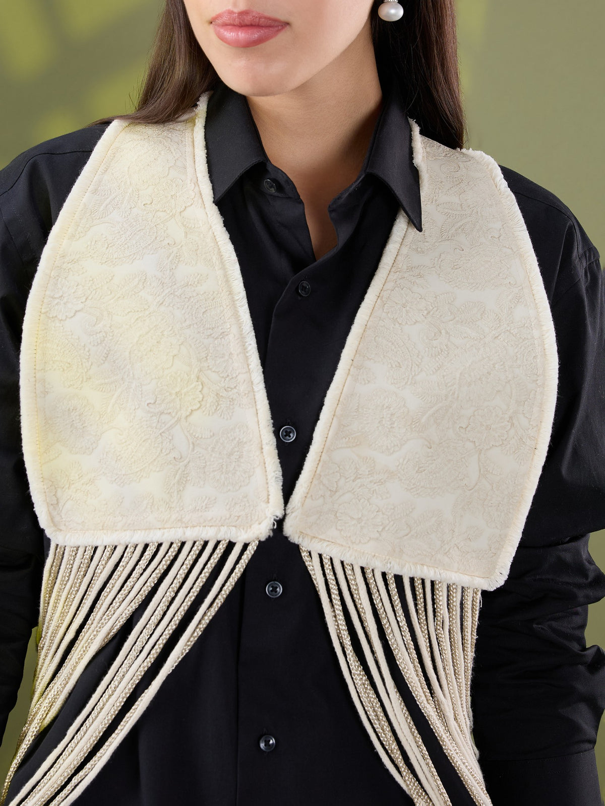 Nea leather fringe jacket only White