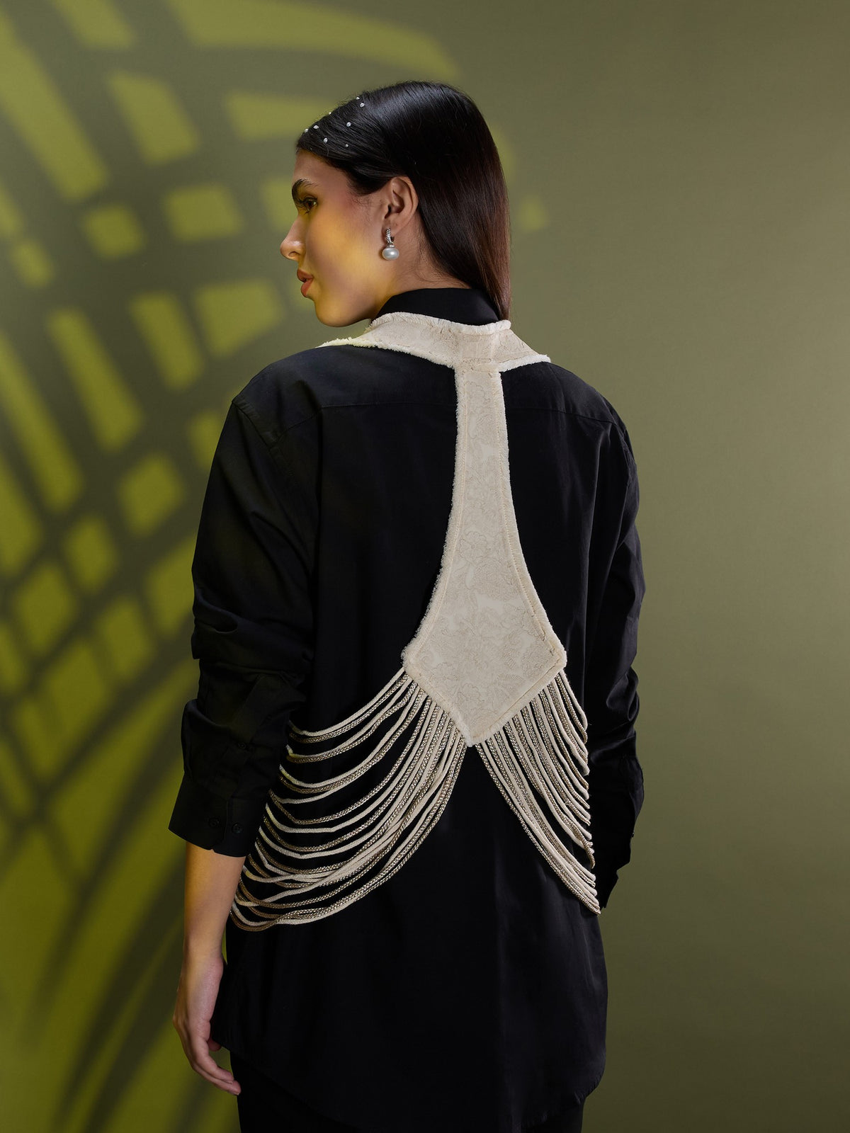 Nea leather fringe jacket only White