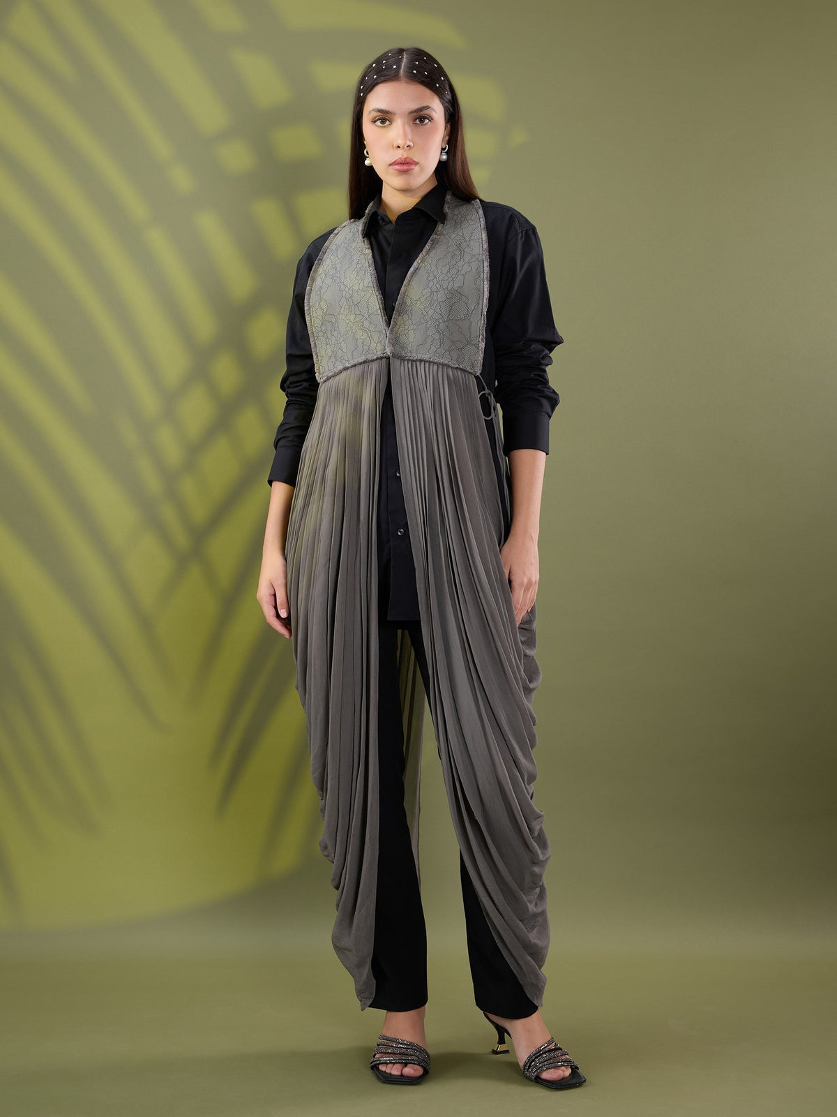 Nea leather drape jacket