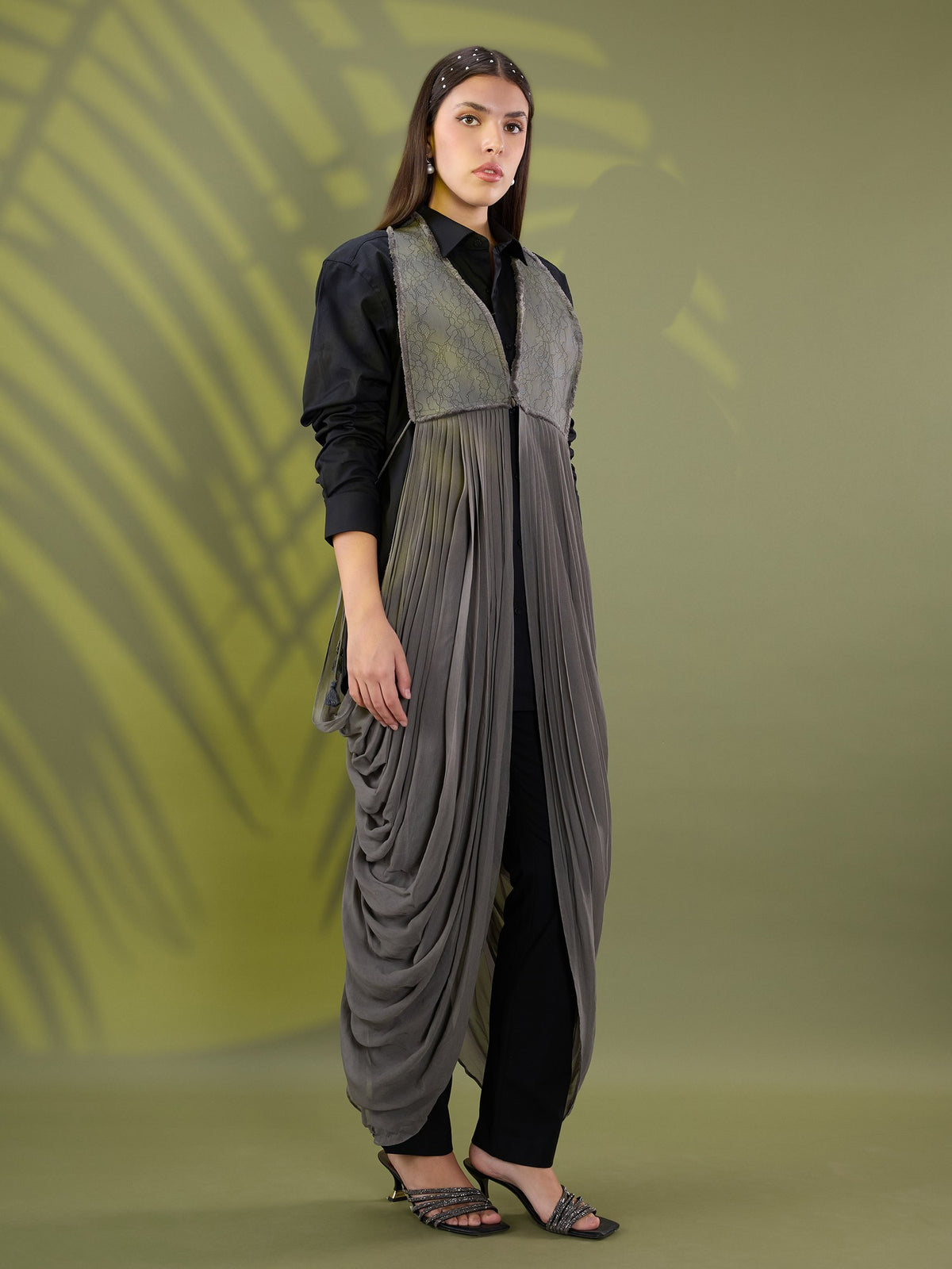 Nea leather drape jacket