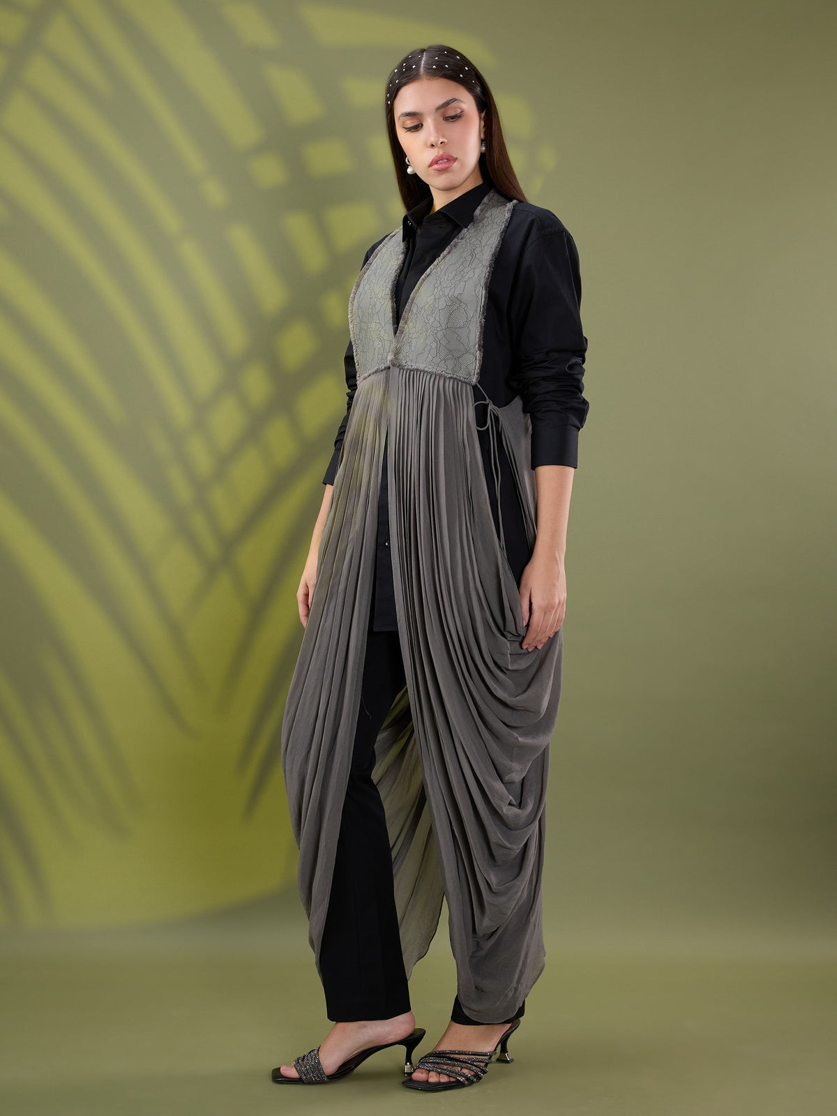 Nea leather drape jacket