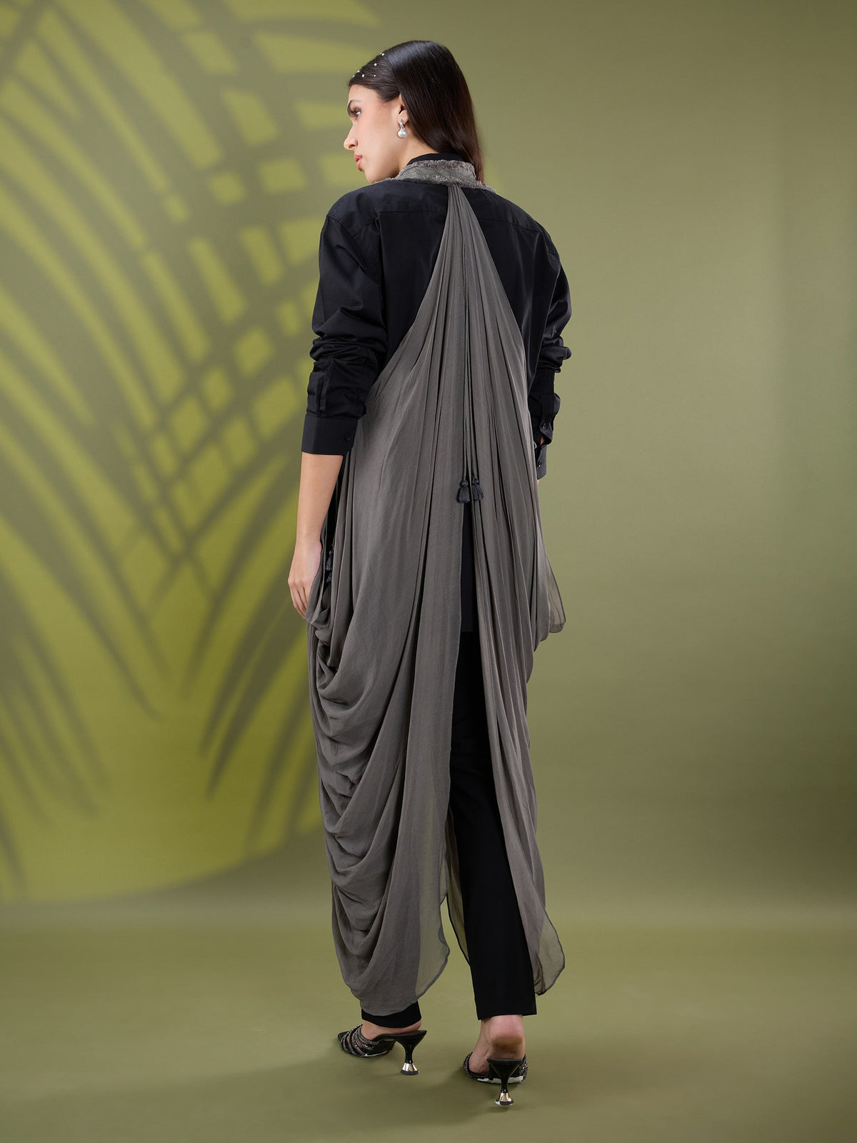 Nea leather drape jacket