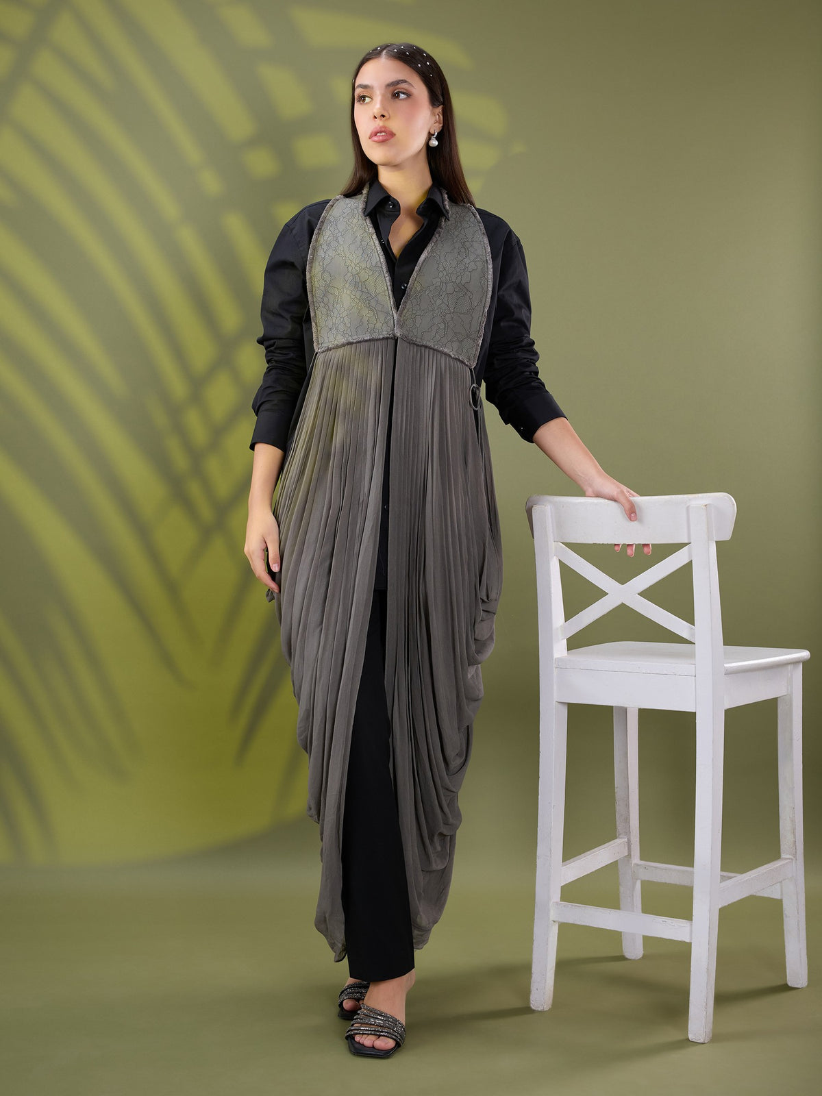 Nea leather drape jacket