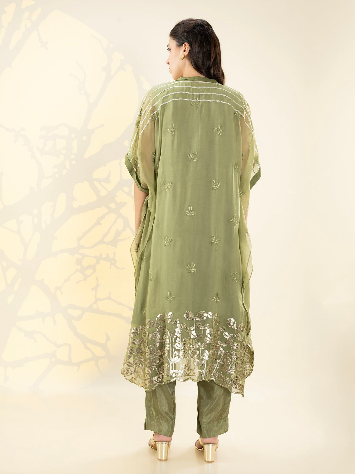 Noor green kaftan set