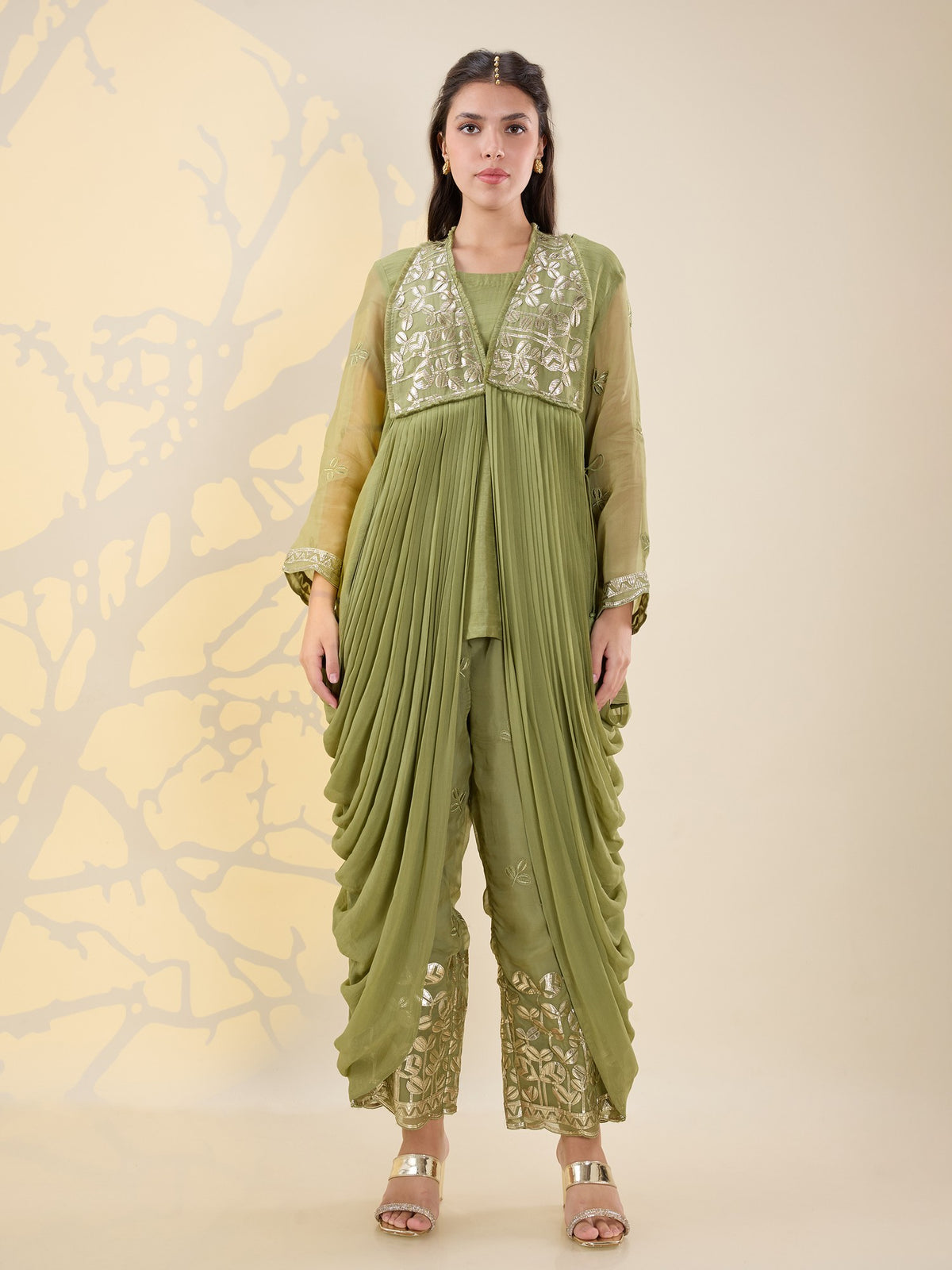 Noor green drape kurta set