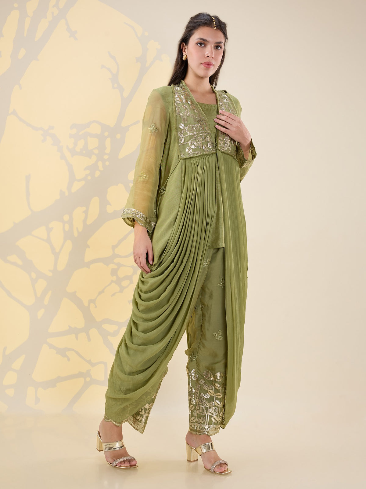 Noor green drape kurta set