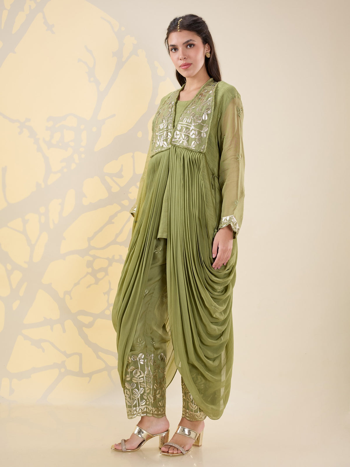 Noor green drape kurta set