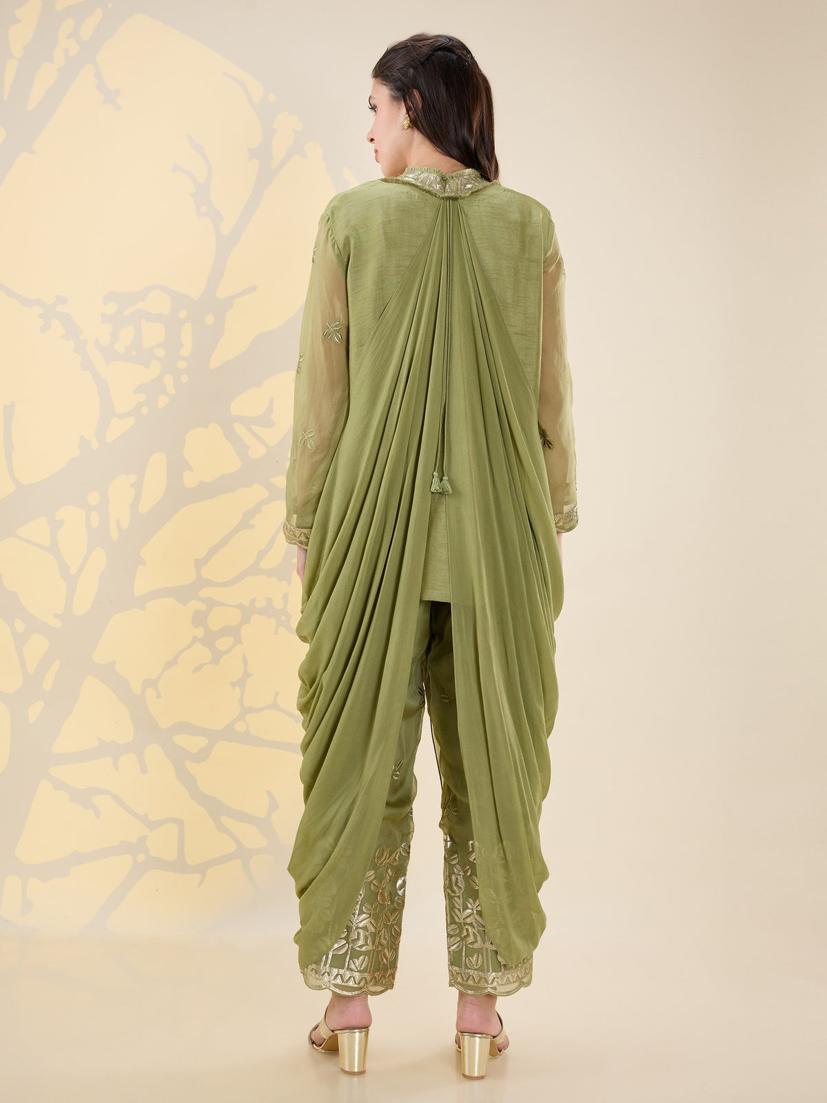 Noor green drape kurta set
