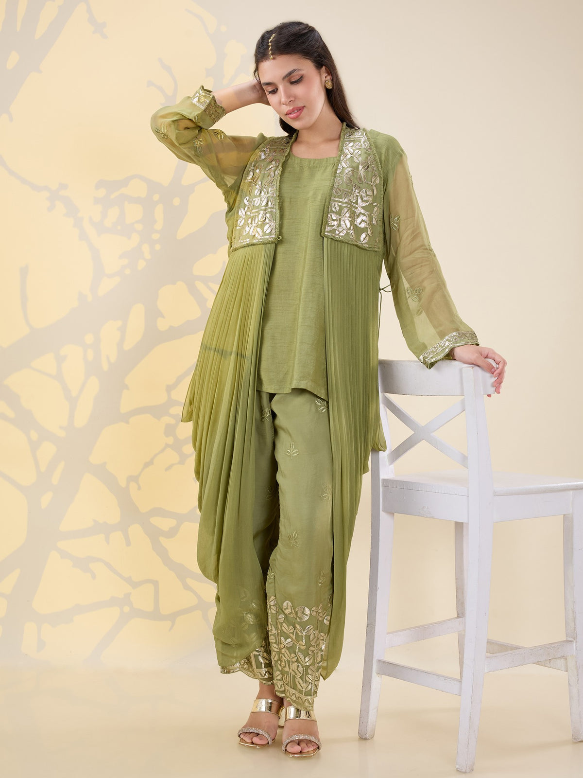 Noor green drape kurta set