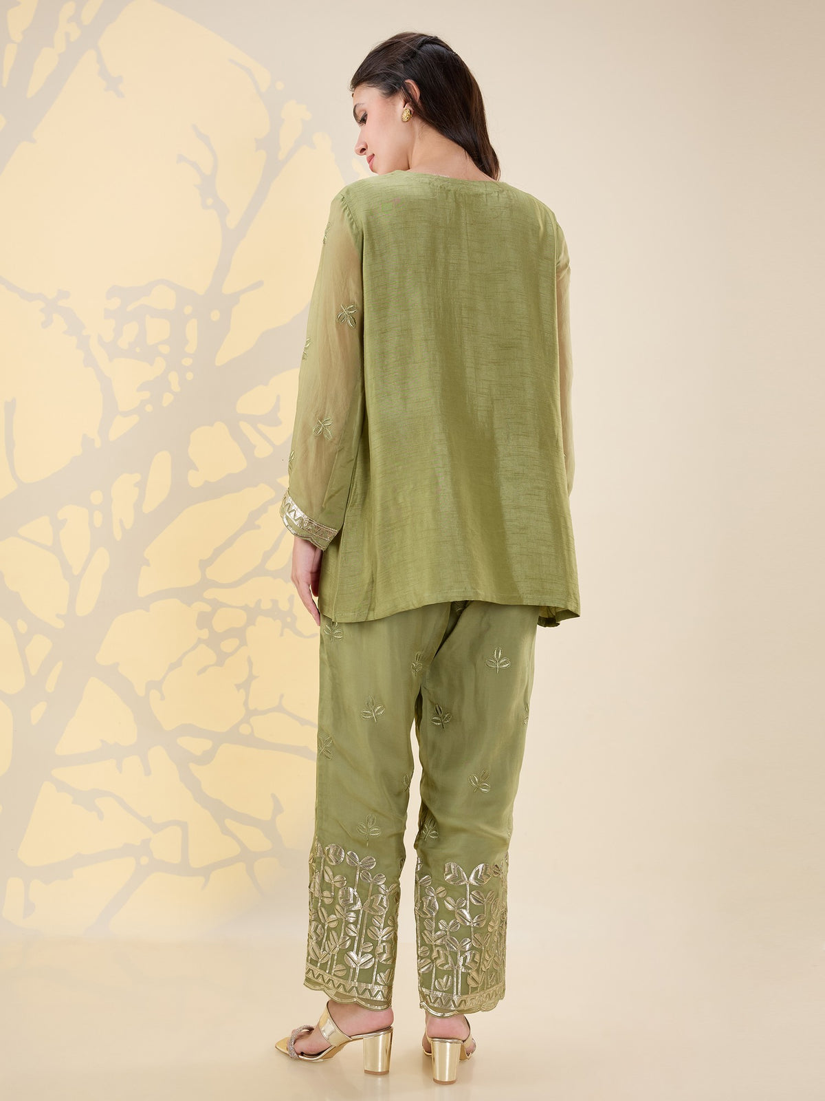 Noor green drape kurta set