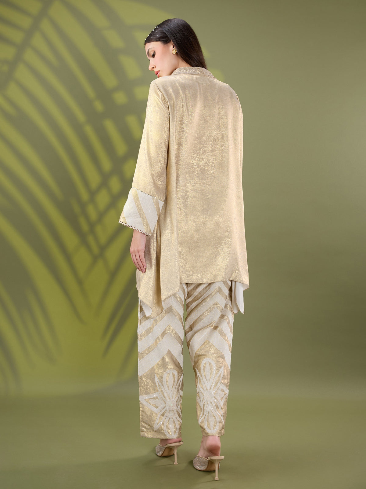 Mehr gold embroidered A line kurta set