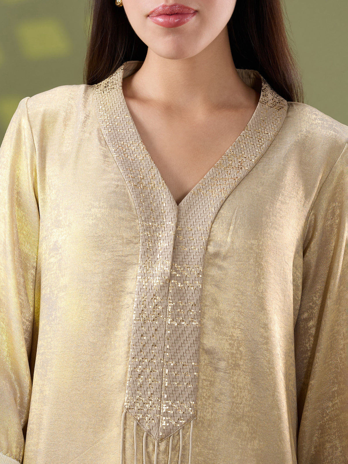 Mehr gold embroidered A line kurta set