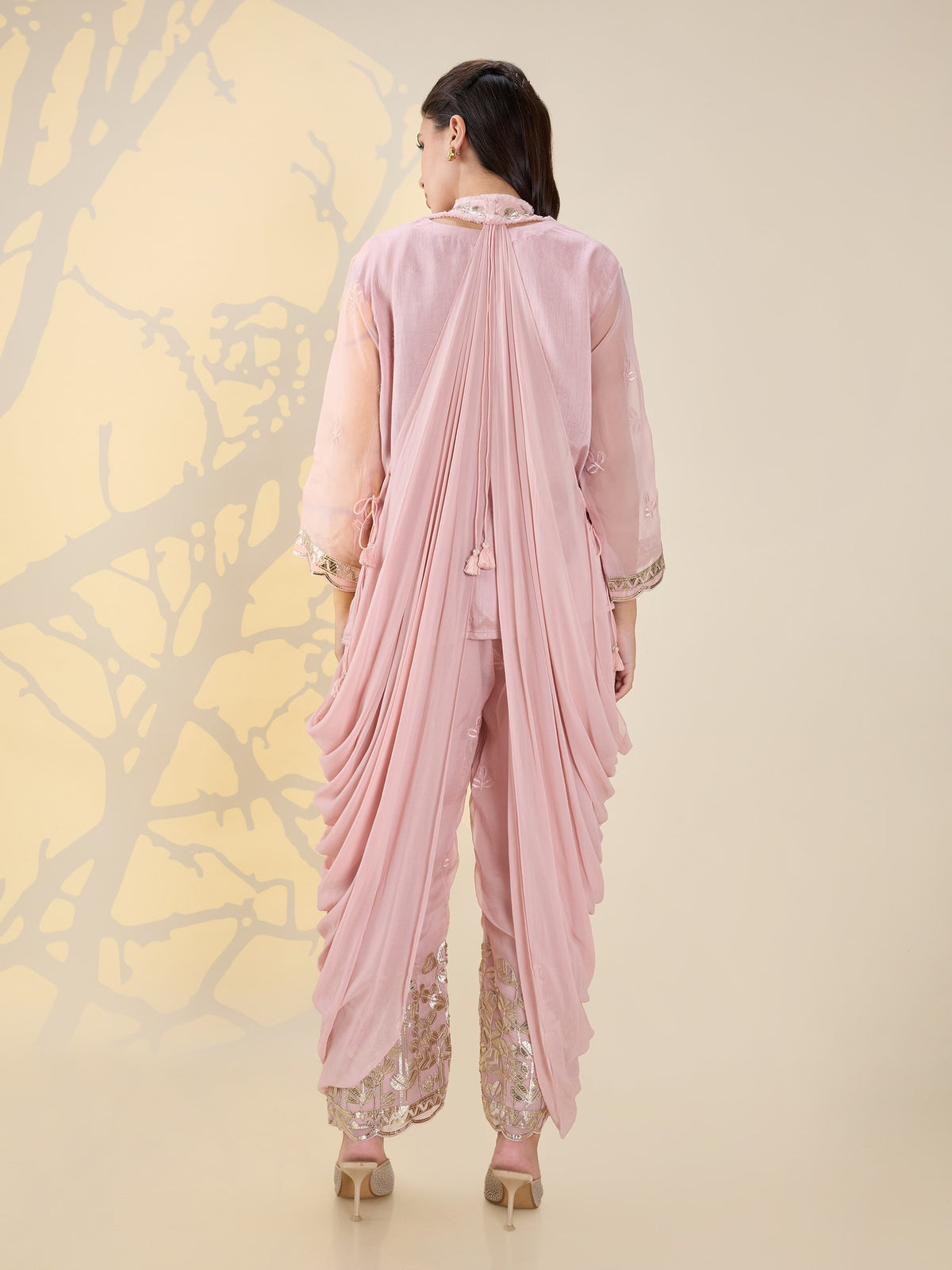 Noor pink drape kurta set