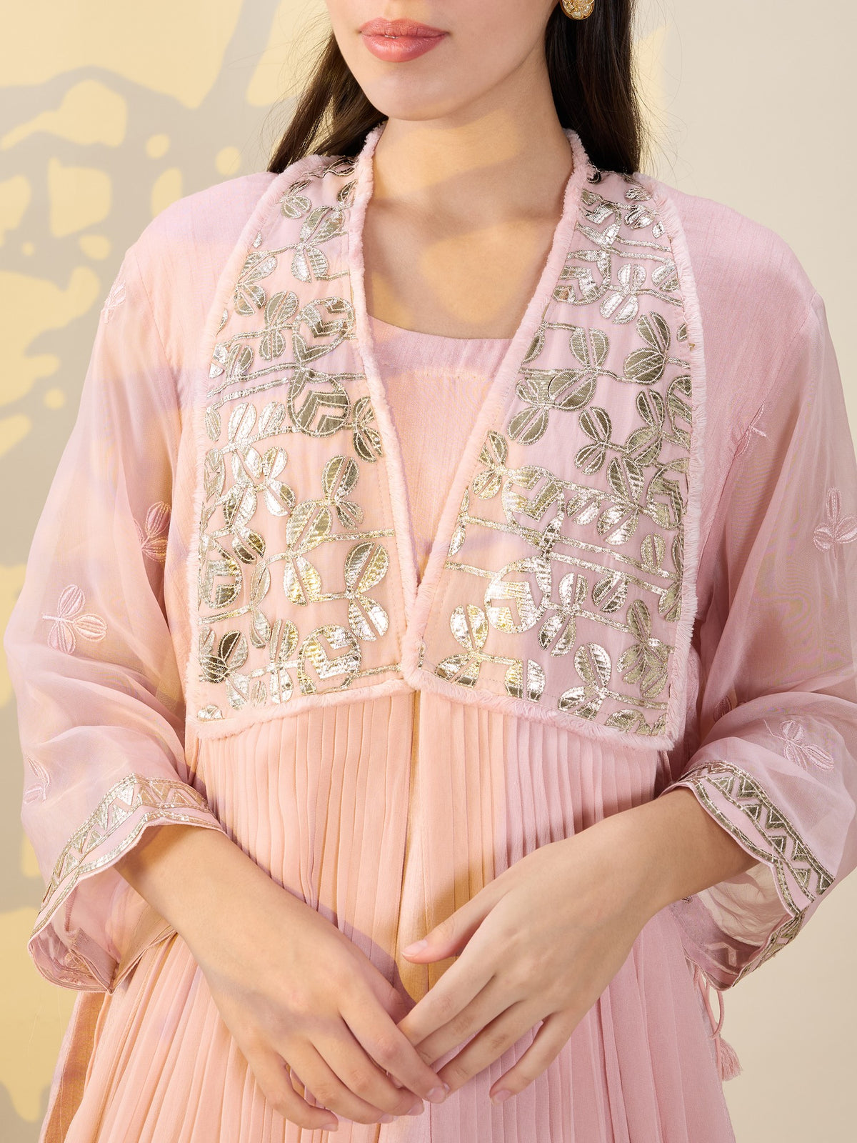 Noor pink drape kurta set