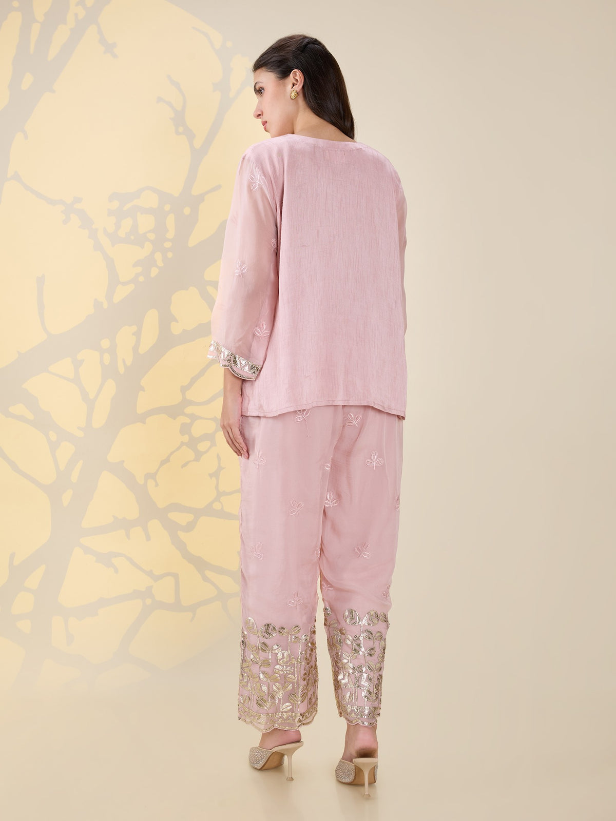 Noor pink drape kurta set