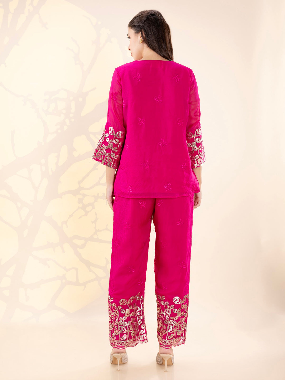 Noor fuscia pink overlap set