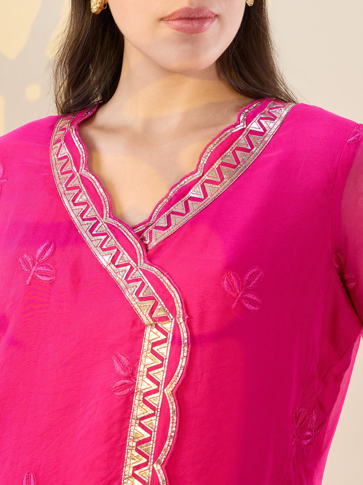 Noor fuscia pink overlap set